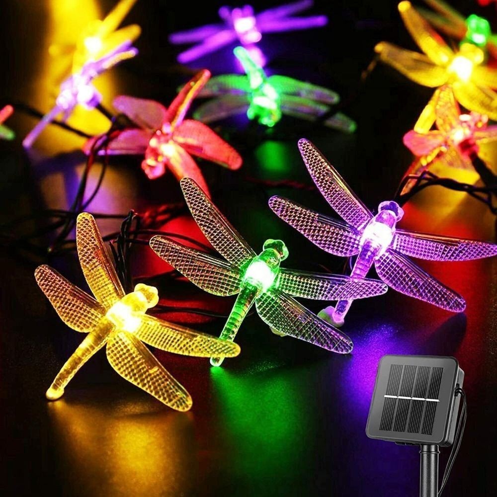 Waterproof Garlands Light Dragonfly String Lights Fairy Light Solar Lamp