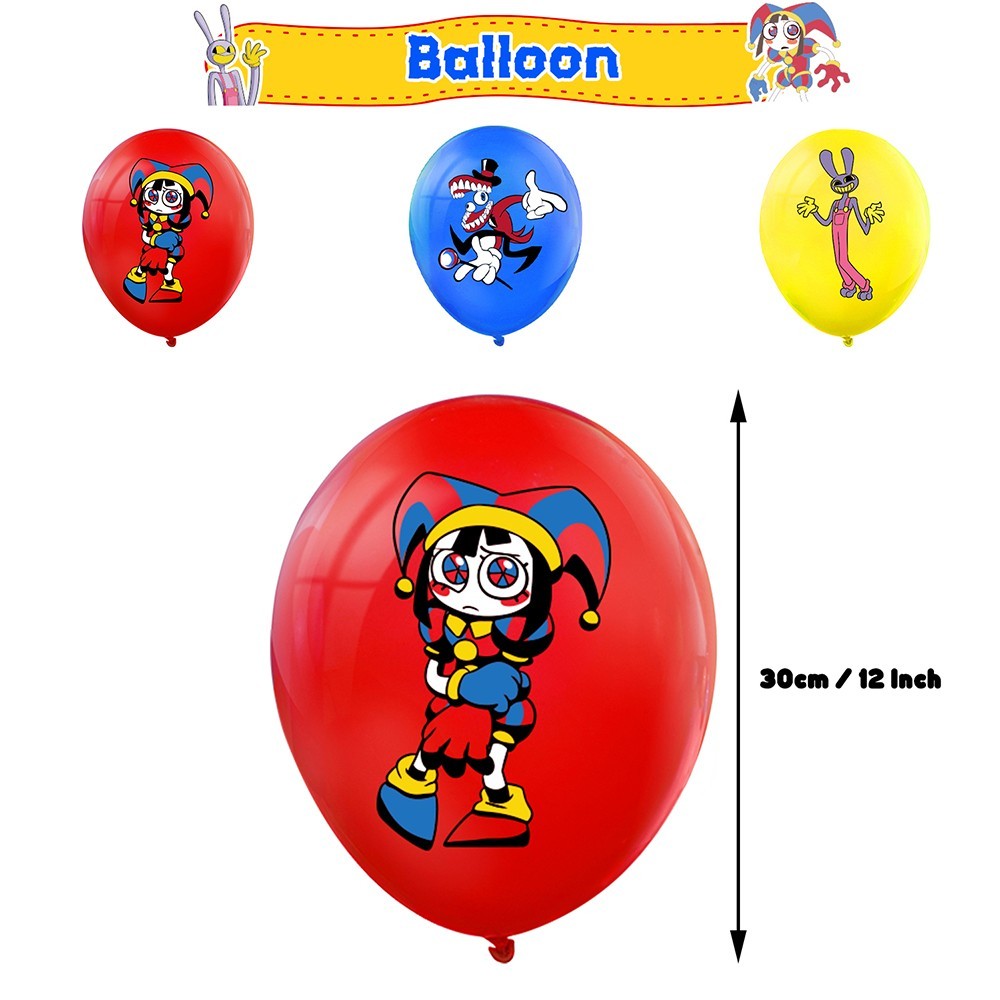 32PCS Amazing Digital Circus Party Decorations Banner Cake Topper Balloons