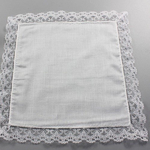 5 Pcs/lot Ladies Women's Cotton Handkerchiefs Lace Border White Wedding Hanky