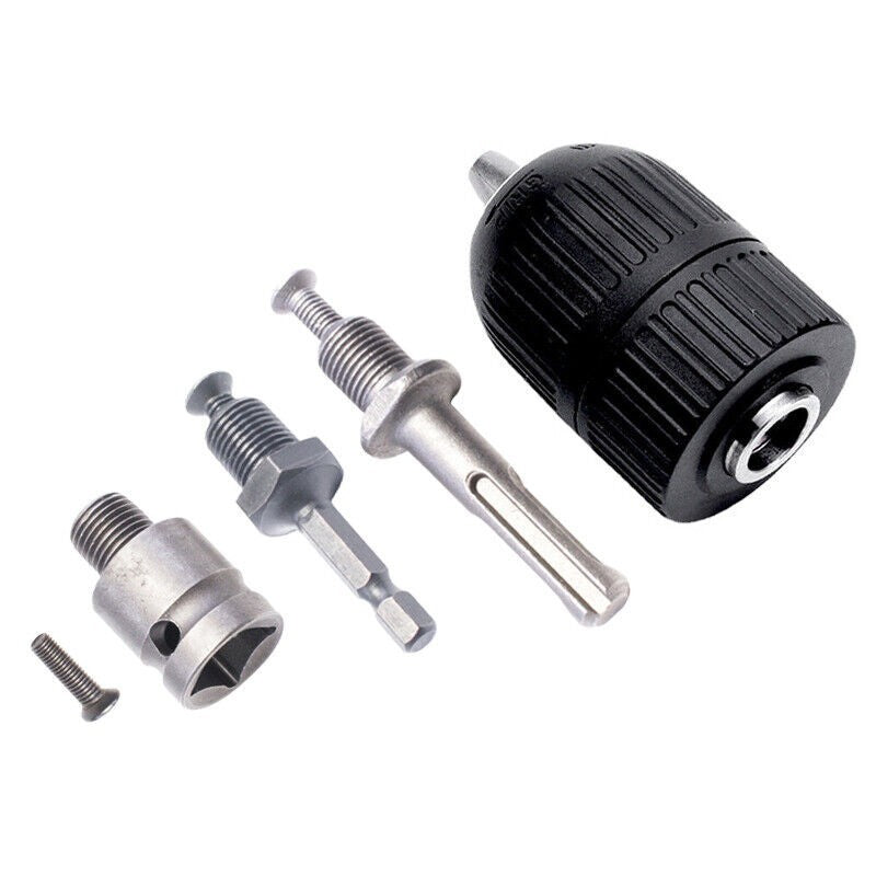 1/4" Hex Shank Impact Driver Adapter 2-13mm Keyless Drill Chuck Screwdriver Tool
