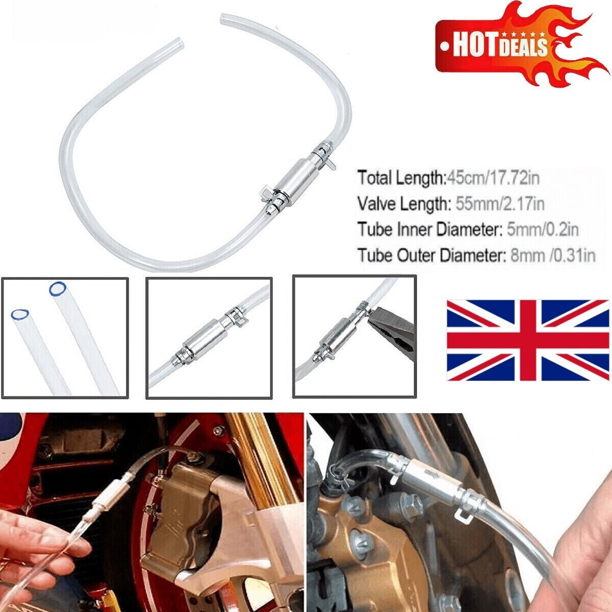 Clutch Brake Bleeder Hose Line One Way Check Valve Tube Bleeding Tool Kit Sliver