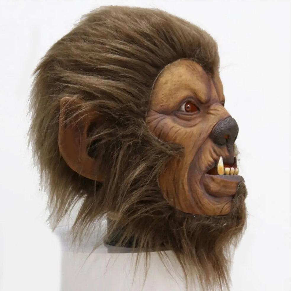 Halloween Werewolf Mask Latex Full Head W/Hair Horror Beast Wolf Moon Night Mask
