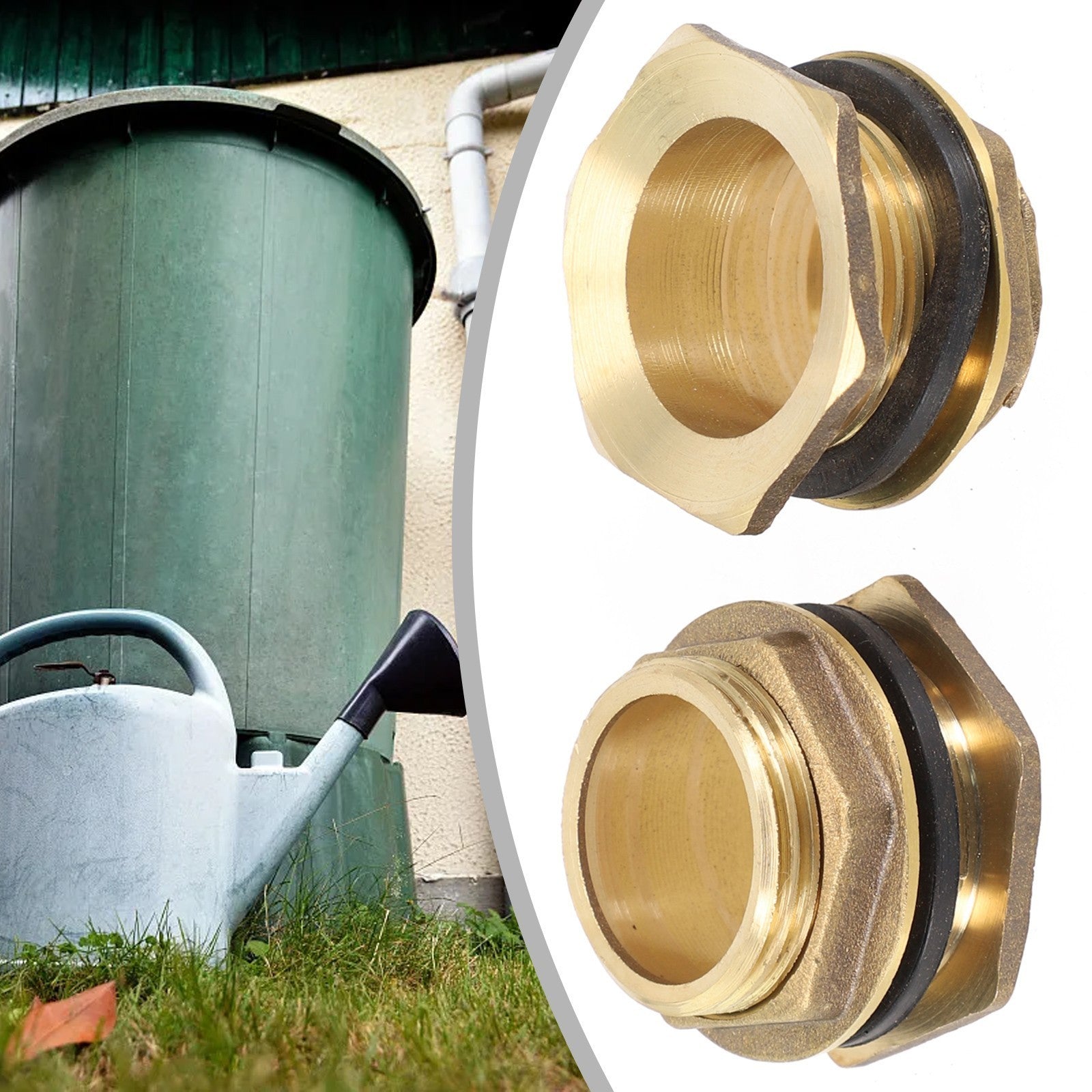 2x Water Butt Water And Connector Brass Bib Tap With Click Lock Fitting
