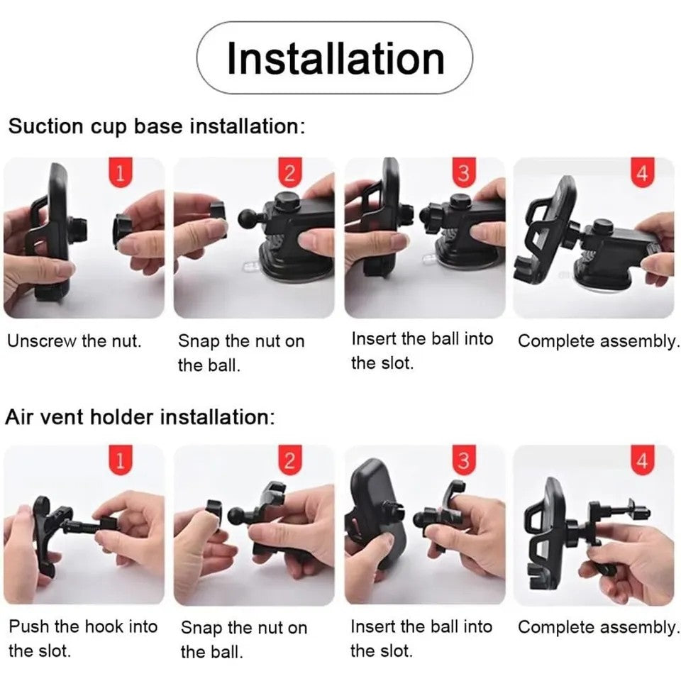 Car Phone Holder Universal Mount Mobile iPhone Windscreen Dashboard or Air Vent