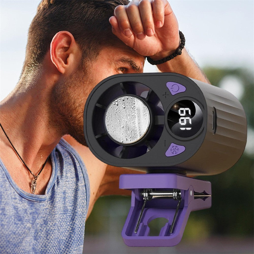 Ice Cold Clip-On Fan for Waist, Semiconductor Cooling with LED Display & USB.*