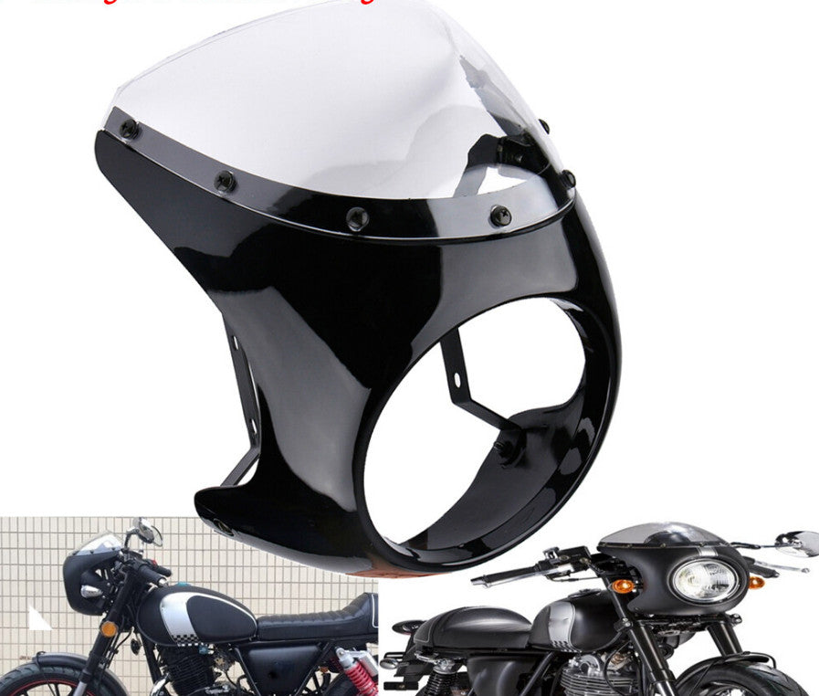 Motorcycle 7''Headlight Fairing Windshield Screen for Cafe Racer Honda Universal