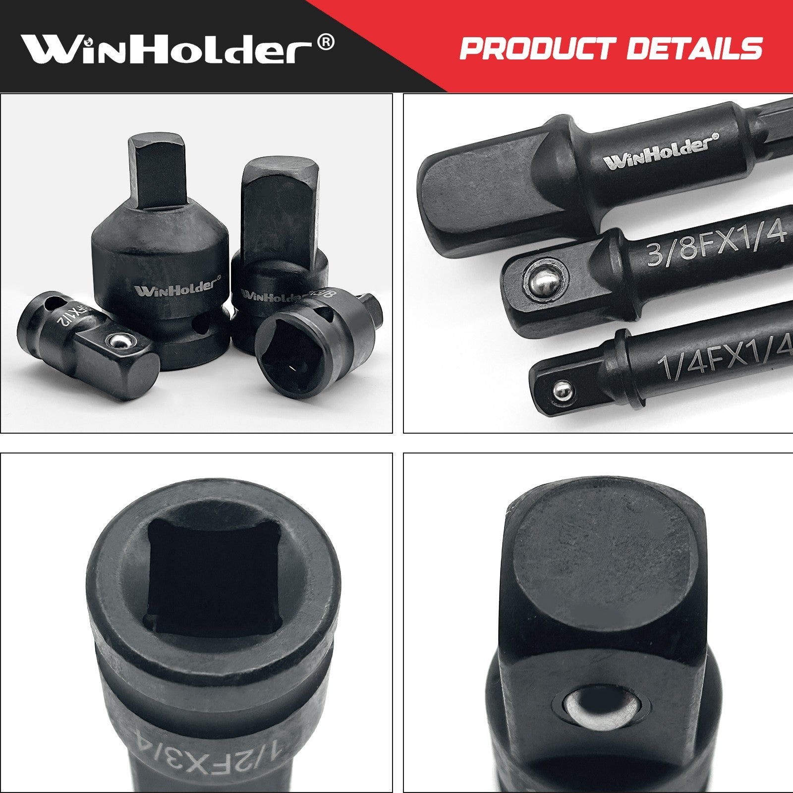 9Pcs Impact Adapter Reducer Socket Converter Set 3/4 1/4 3/8 1/2" Female to Male
