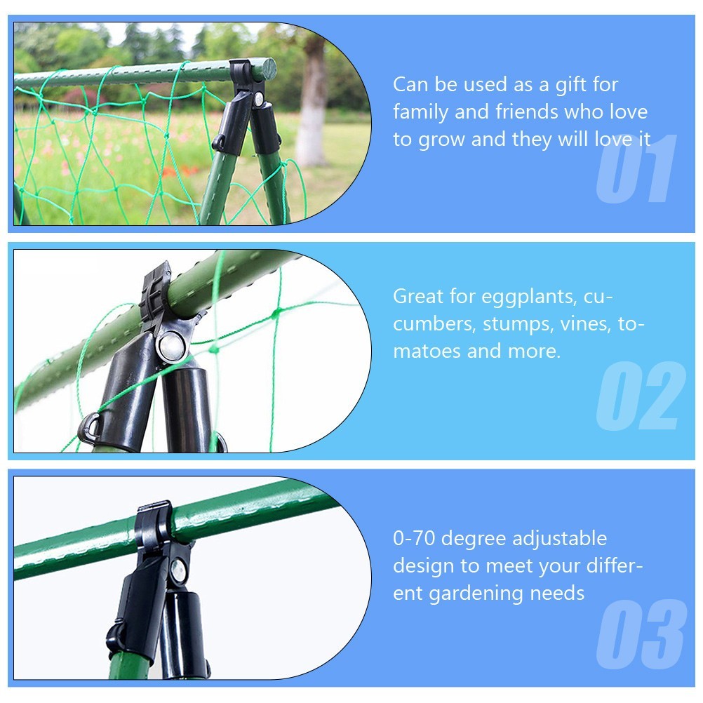 Garden Cane Connectors 10 Pcs for Netting Support Poles Clip Stake Black Plastic