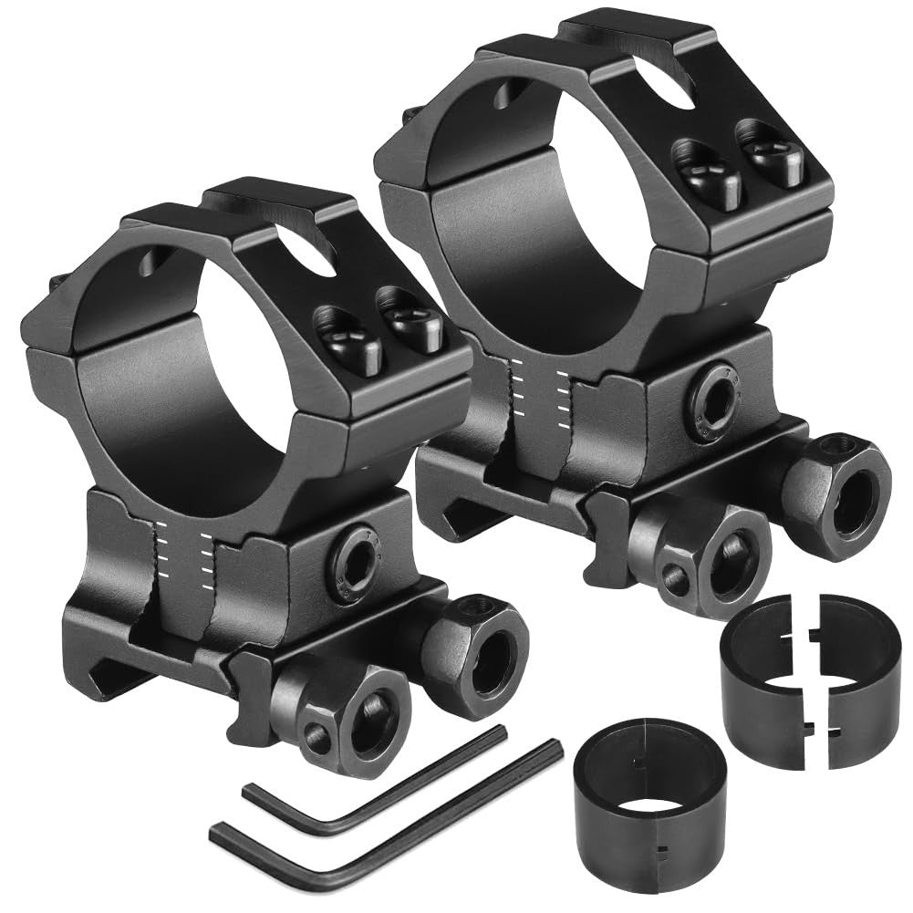 2x Scope Ring Mount 1''/30mm Precision Adjustable Height for 20mm Picatinny Rail