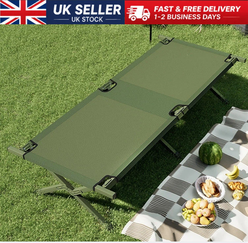 2026 New Outsunny Double Camping Folding Cot Outdoor Portable Sleeping Bed UK
