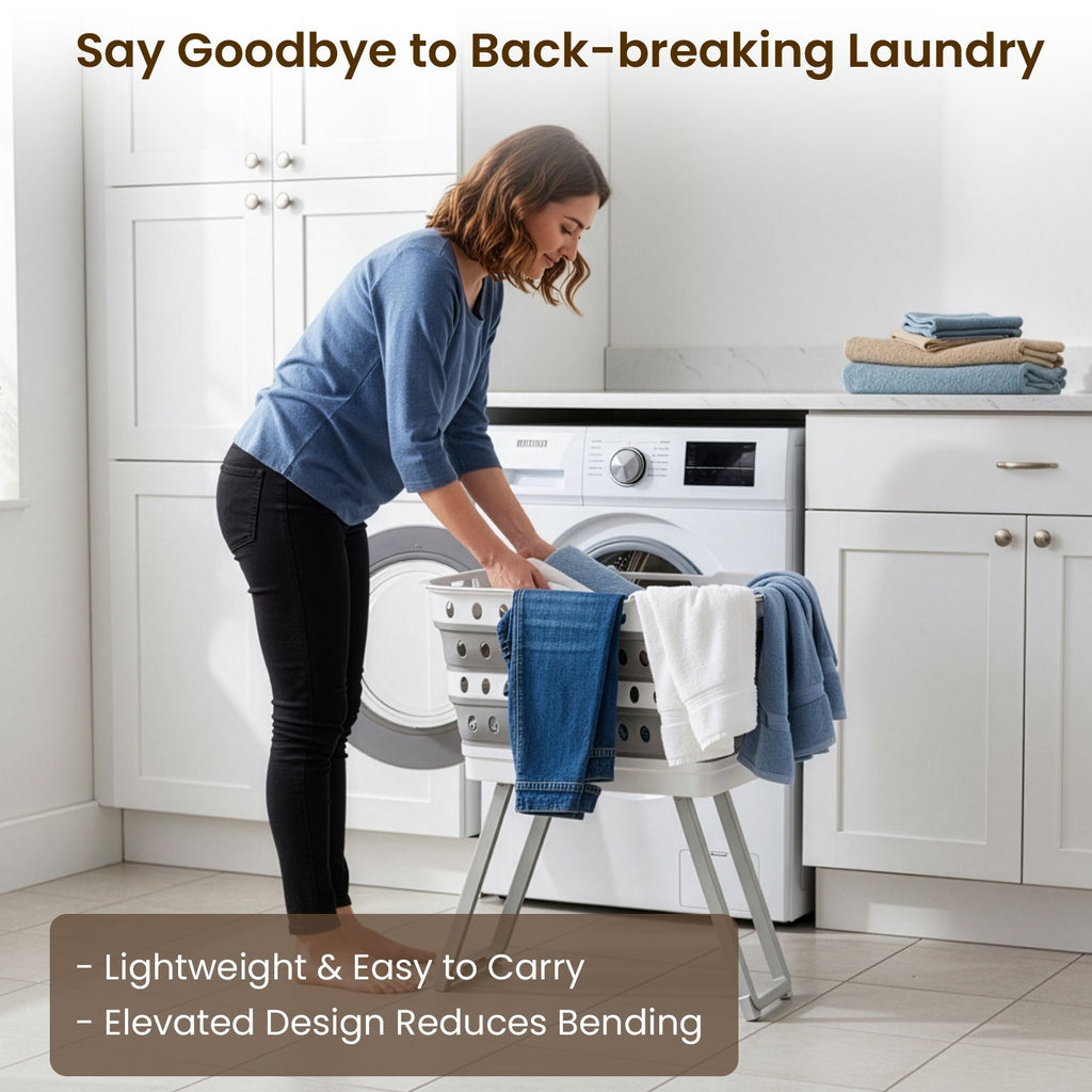 Large Capacity Foldable Laundry Basket with Standing Legs  Collapsible Hamper