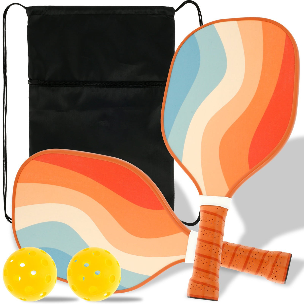 2Pcs Pickleball Paddles Set with 2 Balls 2 Handle Covers and Storage Bag CovbF