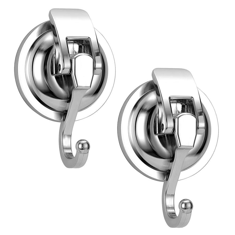 Install Heavy-Duty Suction Cup Hooks Bathroom Shower Organization Chrome-Plated