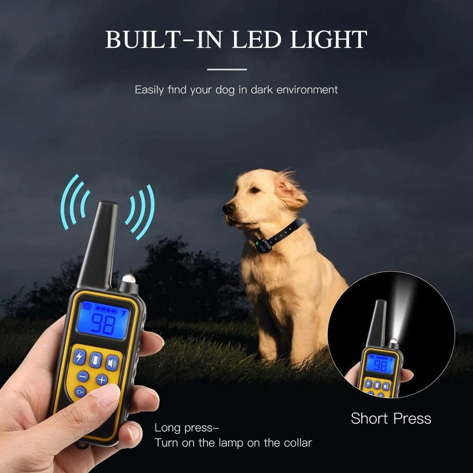 Dog Pet Training Collar with Remote Rechargeable Waterproof Shock Anti Bark 800M
