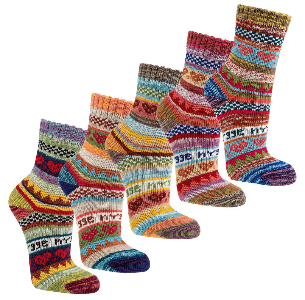 5/10 pairs of colorful Norwegian socks with nice hygge pattern with 90% cotton
