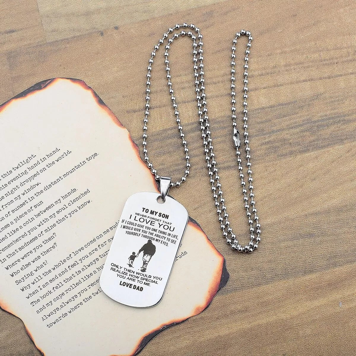 Father Son Pendant To My Son Never Forget That I Love You Dog Tag Necklace Gift