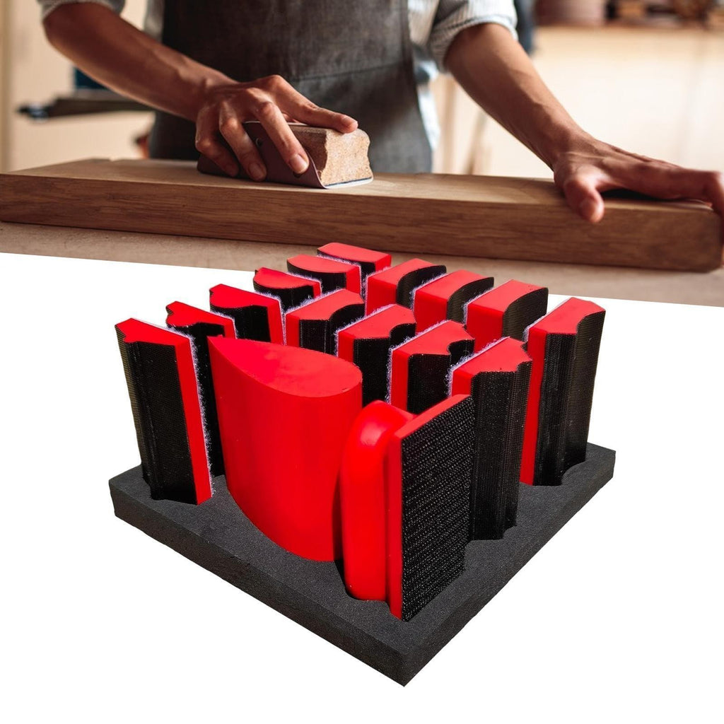 16Pcs Sanding Block Kit Contoured Profile Sanding Pad Tools Set Multiple Shapes