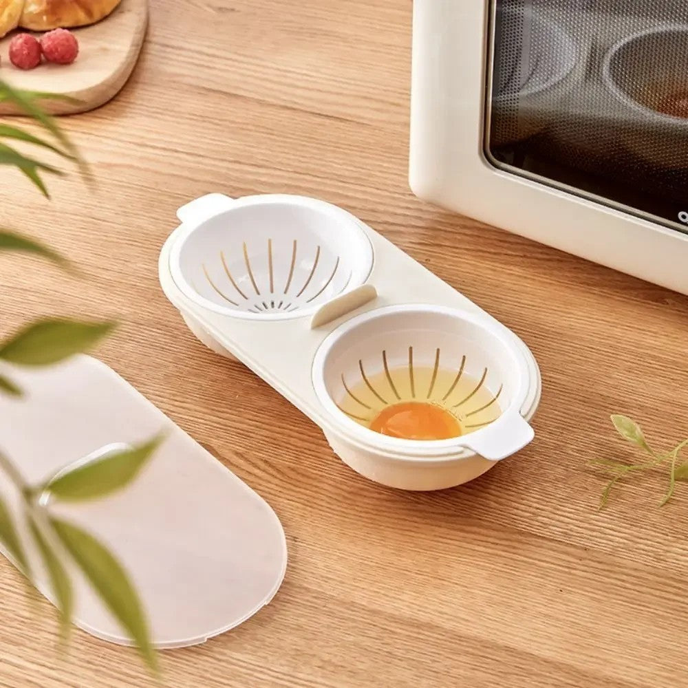Microwave Eggs Poacher Cookware Steamer Maker Poach Double Cup Cooker Egg Boiler