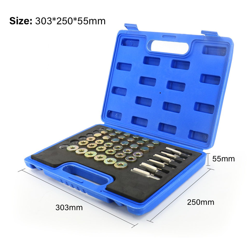 114pc Oil Pan Thread Sump Repair Kit Gearbox Drain Plug Tool Set M13 - M22 UK