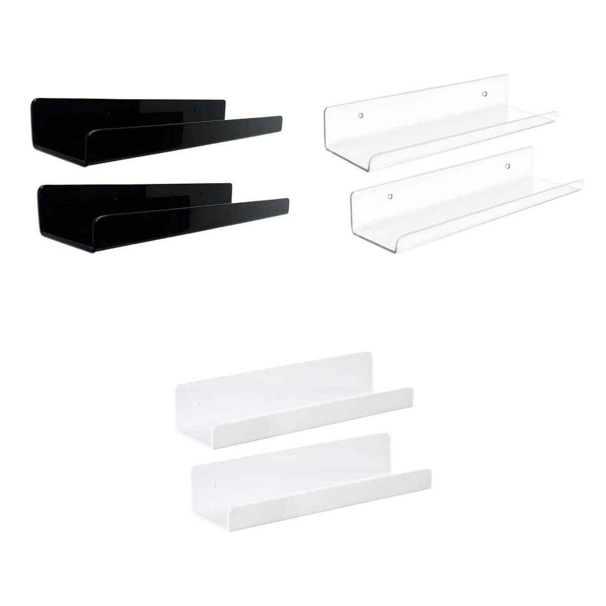 2x Acrylic Floating Wall Shelves Wall Display Shelves Wall