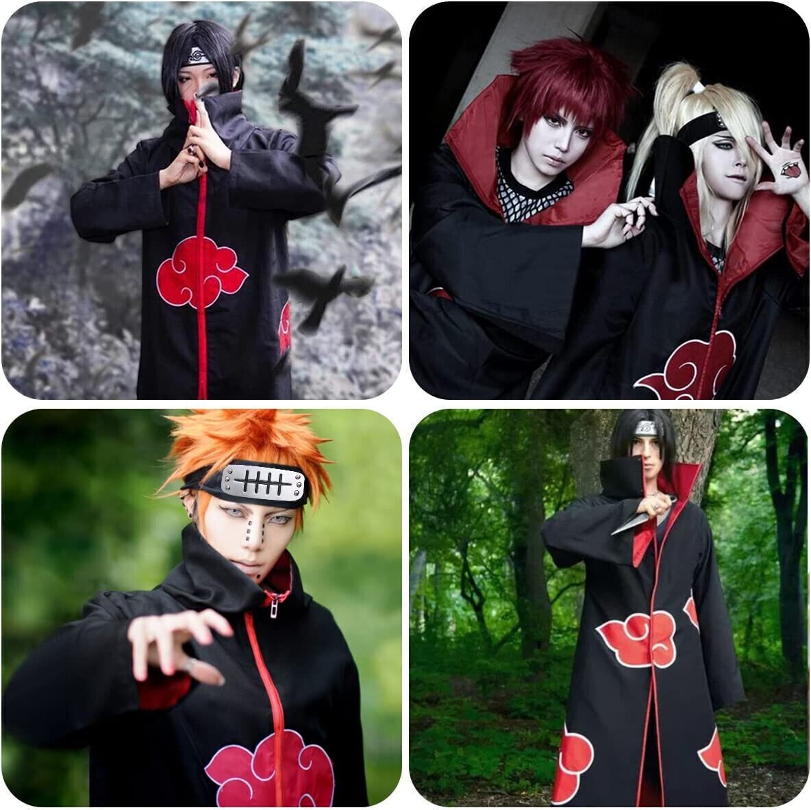 Akatsuki Uchiha Itachi Anime Cosplay Unisex Costume Ninja Naruto Cloak Cosplay