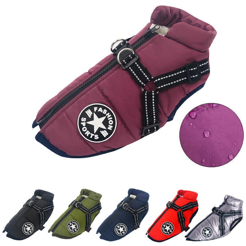 UK Pet Dog Vest Puppy Dog Autumn Winter Warm Padded Coat Harness Zip Jacket