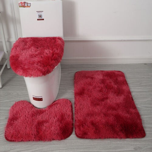 3-Piece Bathroom Bath Mat Contour Rug Set with Toilet Lid Cover #6