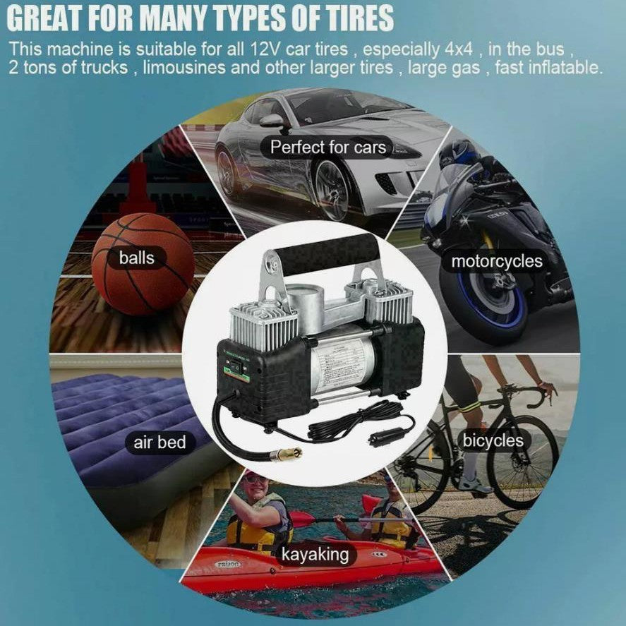 12V Heavy Duty  Electric Car Tyre Inflator 150PSI Portable Air Compressor Pump
