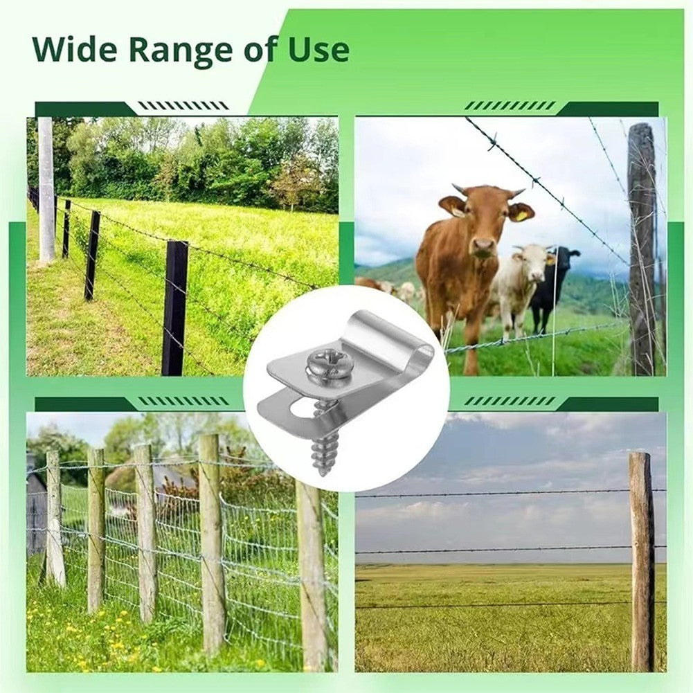100 Pack of Rust Resistant Wire Clips with Screws for Fencing Applications