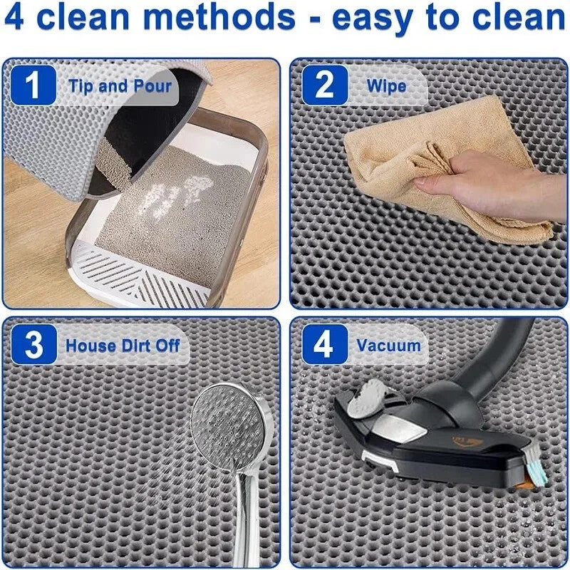 Large Honeycomb Cat Litter Mat 75x55cm, Double Layer Tray Pad with Big Holes