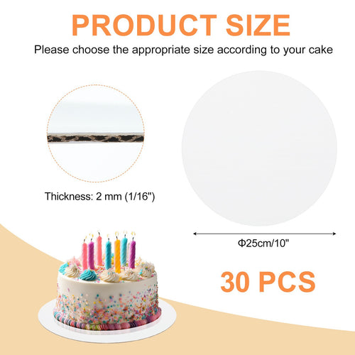 *30Pcs* Cardboard Cake Rounds, 10 Inch Cake Board for Desserts, White