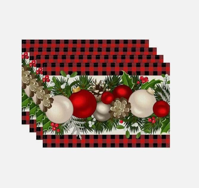 Set of 4  Dining Table Placemat Christmas Placemats Place Mats Xmas Dinner Table
