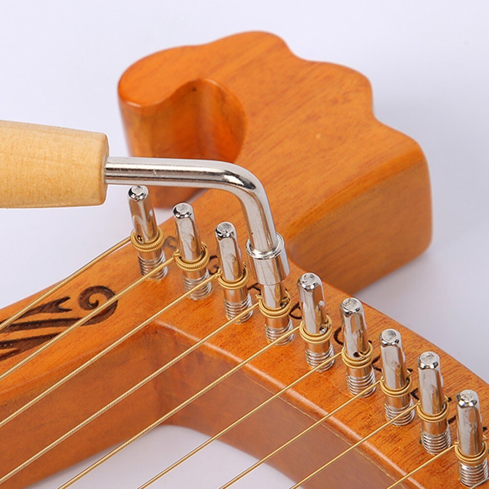Lyre Harp Tuning Wrench Tuner Lever Lyre Tuner Adjustment Tool Wooden Handle