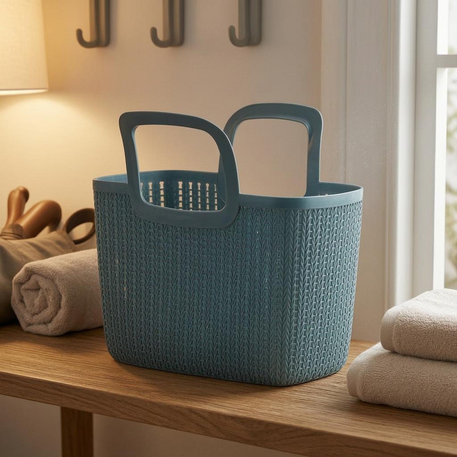 Rectangular Woven Basket Ventilated Plastic Hand Basket Deep