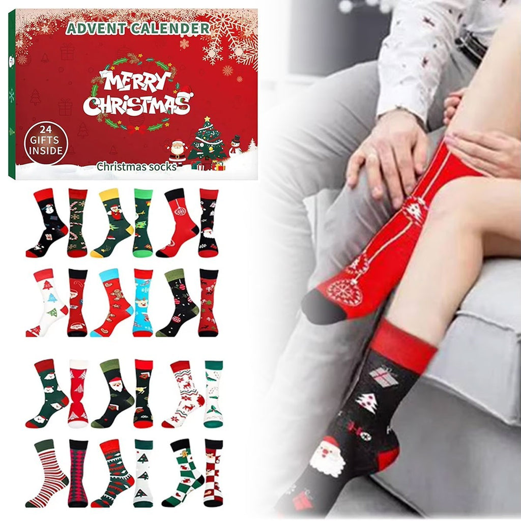 Christmas Sock Advent Calendar Countdown Sock Set for Adults Men Women 12 Pairs
