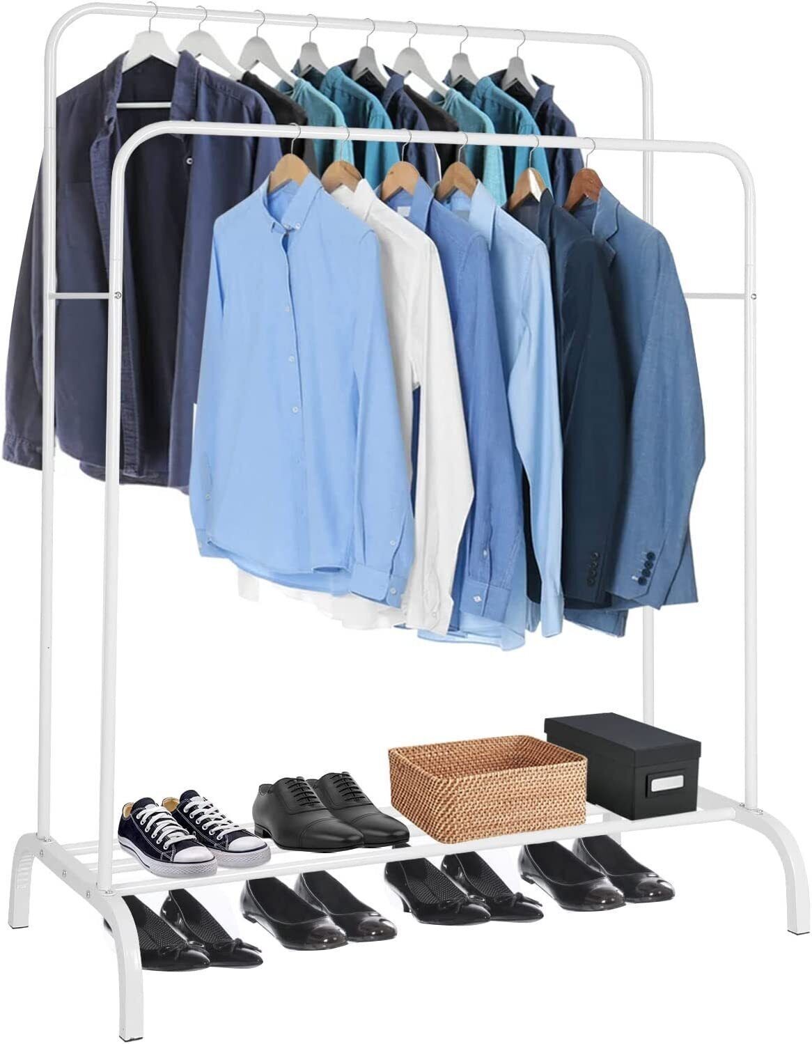 Heavy Duty Double Clothes Rail Hanging Rack Garment Display Stand Shoes Storage