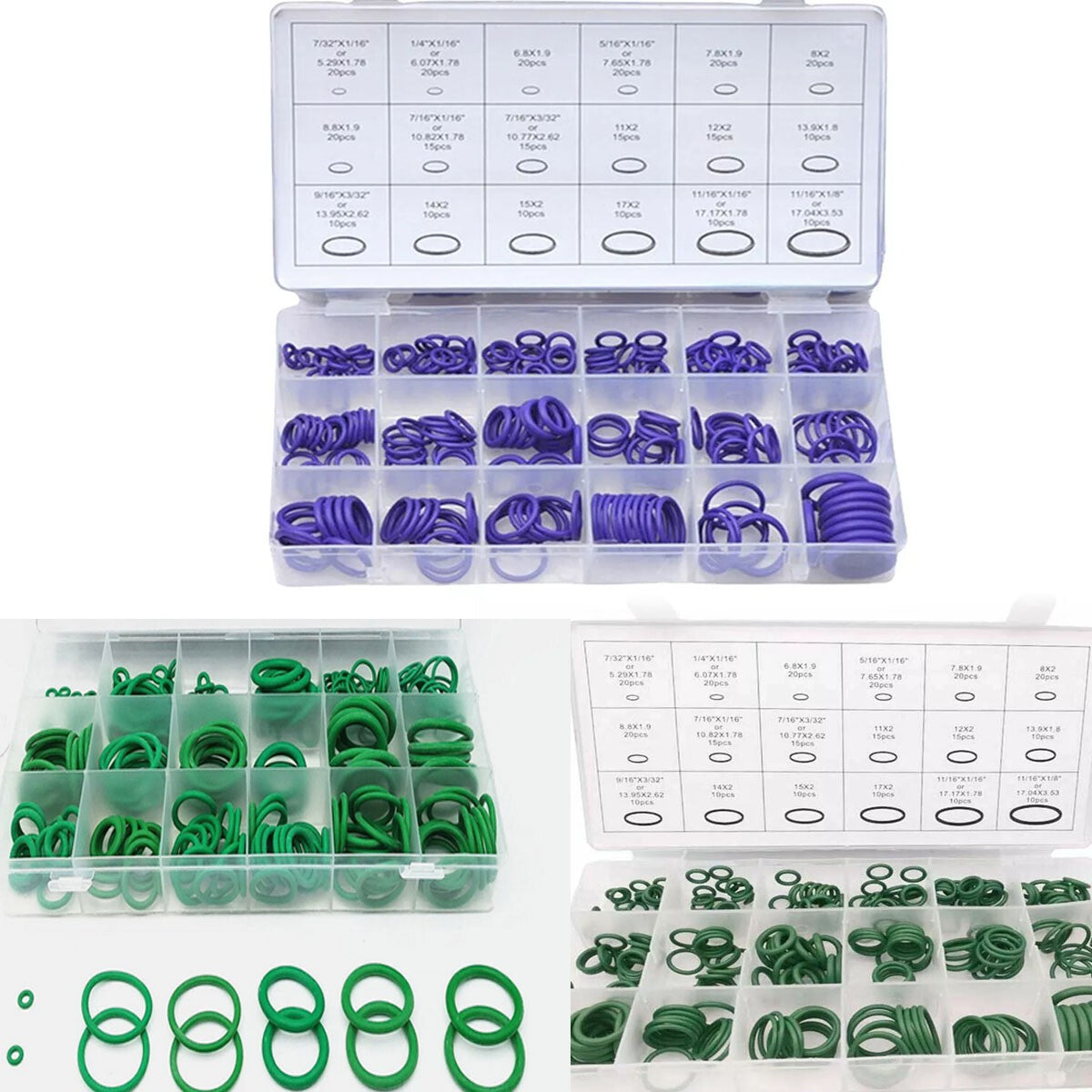 270X Rubber O Ring Fluorine Assortment Set Universal Oil Gasket Seal Kit Box