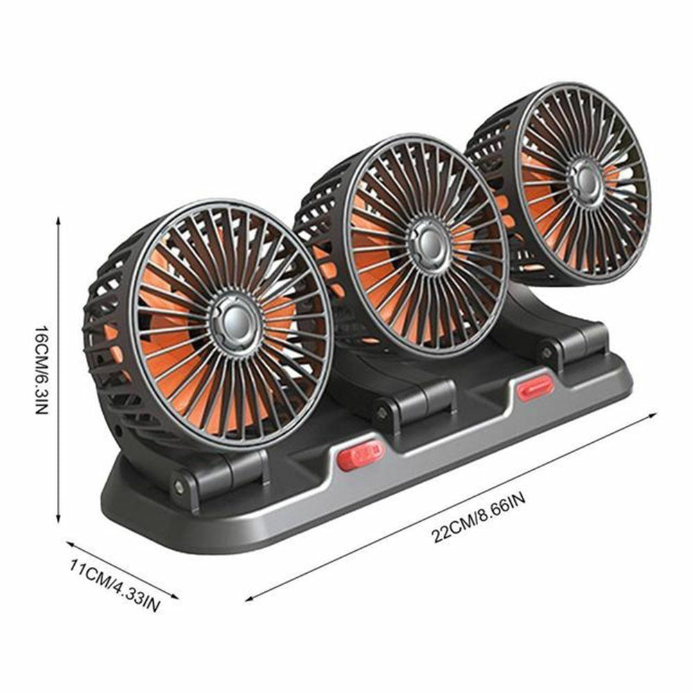 Summer Car Cooler Fan Interior 3-Head - Choose 5V-12V-24V Cigarette Lighter Plug