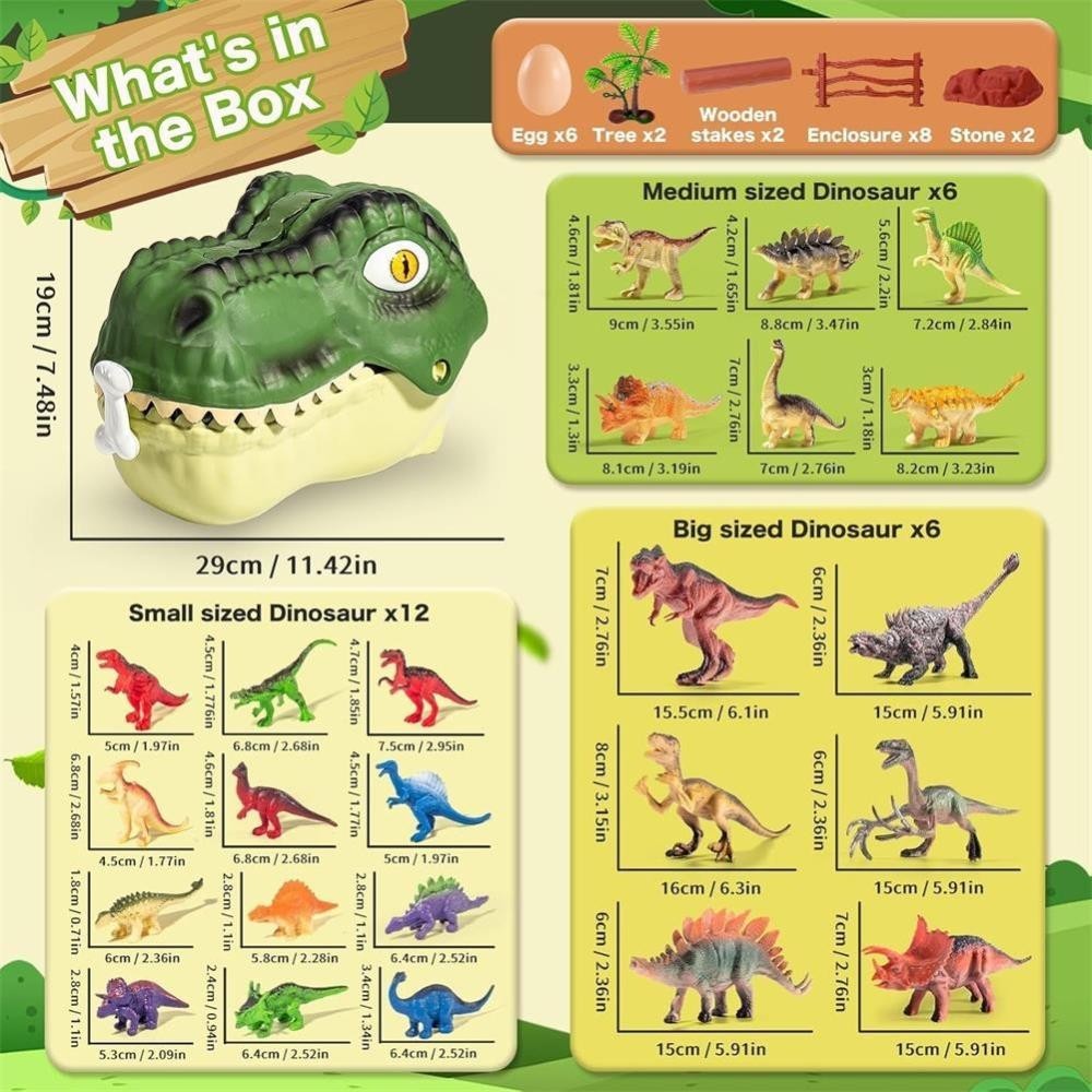 Dinosaur Toys for Kids 45PCS Realistic Dinosaurs Figures with Eggs&Trees&Fence