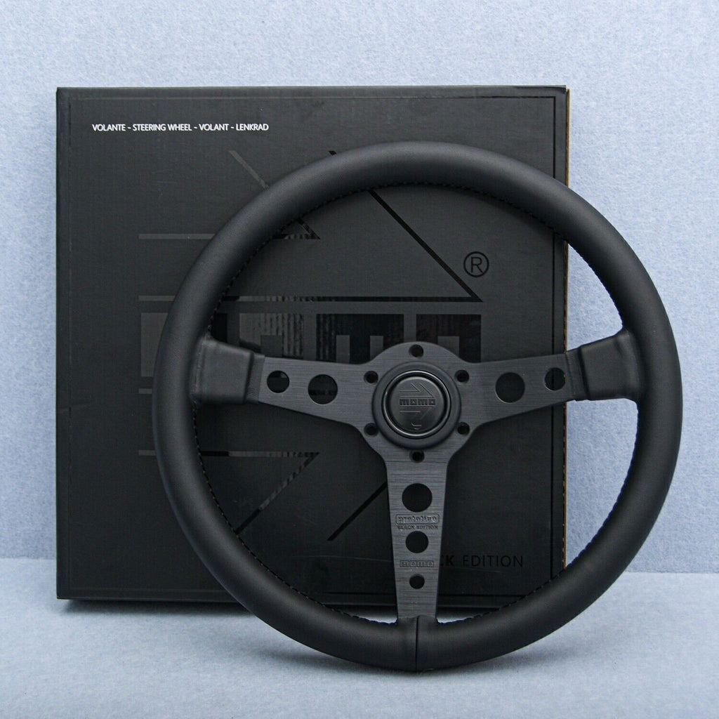 For MOMO Prototipo P5 Black Edition 350mm Steering Wheel Genuine Leather UK