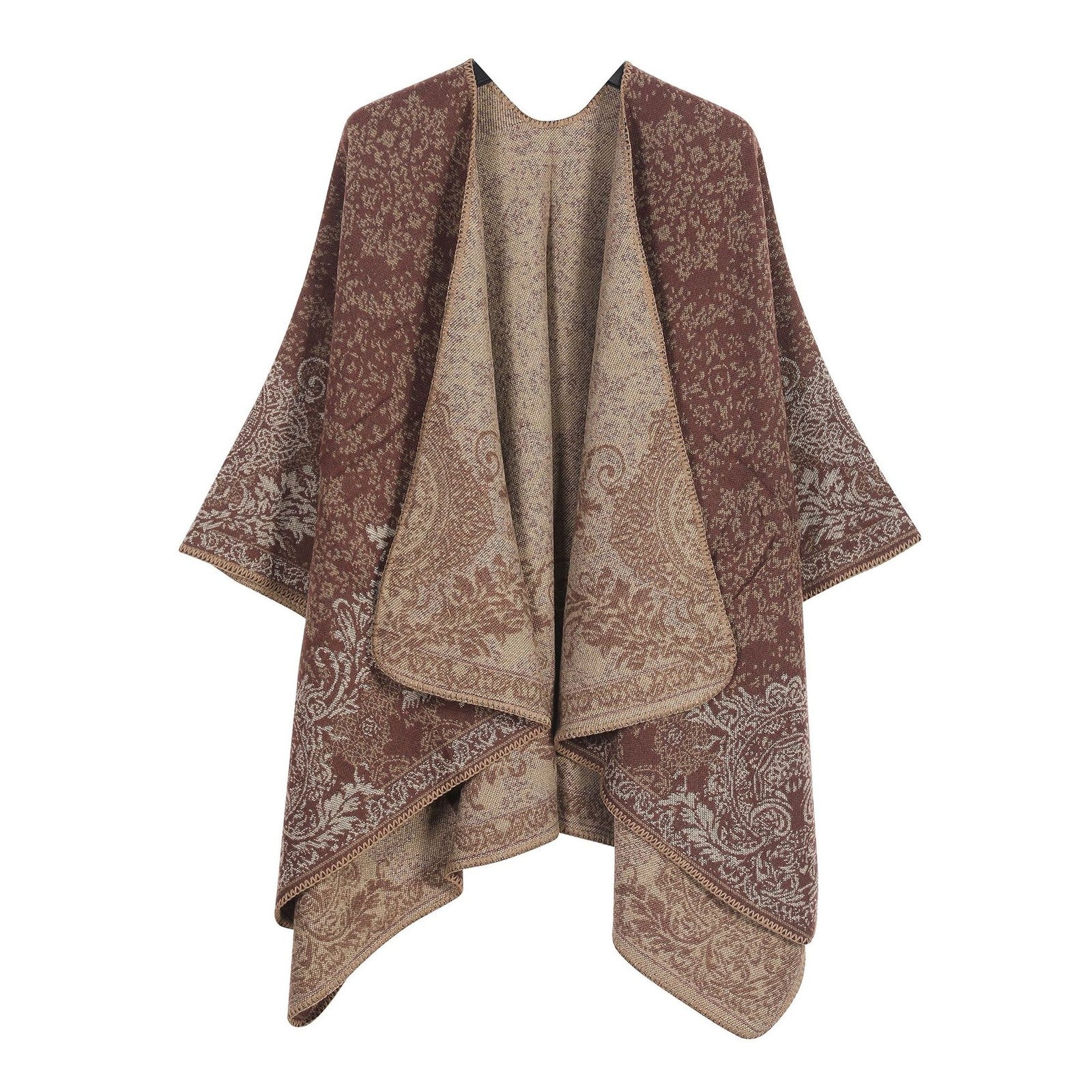 Ladies Women Knitted Cape Blanket Winter Wrap Poncho Open Front Shawl
