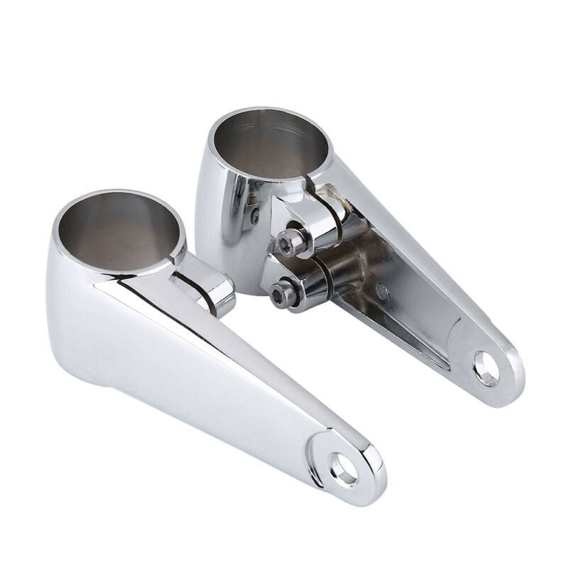 Chrome Motorcycle Headlight Side Mounting Front Fork Bracket For 35mm-41mm Fork