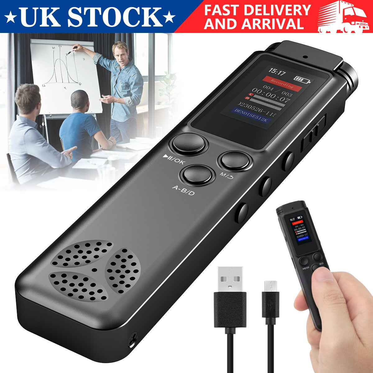 32G Digital Voice Recorder Dictaphone Audio MP3 Player Sound Recording Device