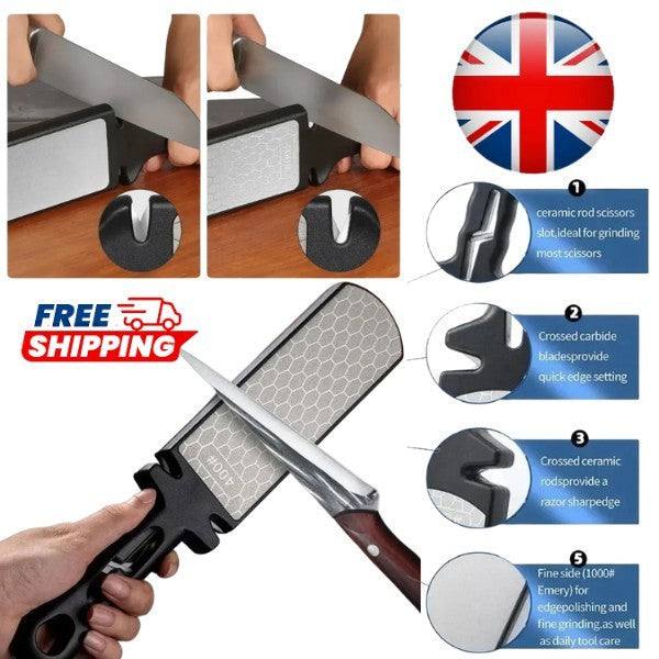 5-in-1 Knife Sharpener Diamond 400/1000 Grit Kitchen Scissors Sharpening Tool