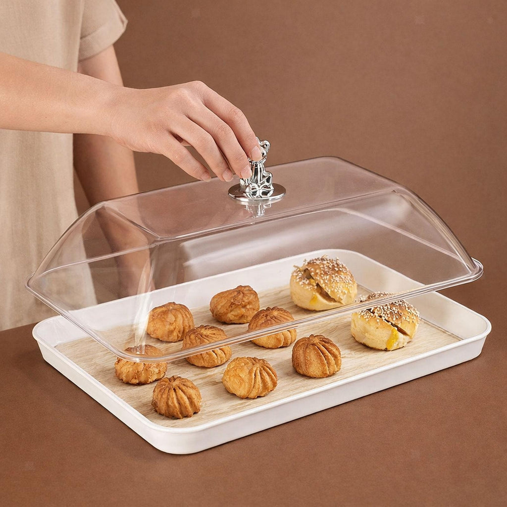 Cake Stand with Clear Dome Cake Serving Tray Cookie Platter Pastry Display