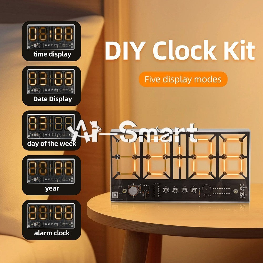 DC 5V 4-Digit Digital Light Bar Clock kit Brightness Adjustment Welding Practice