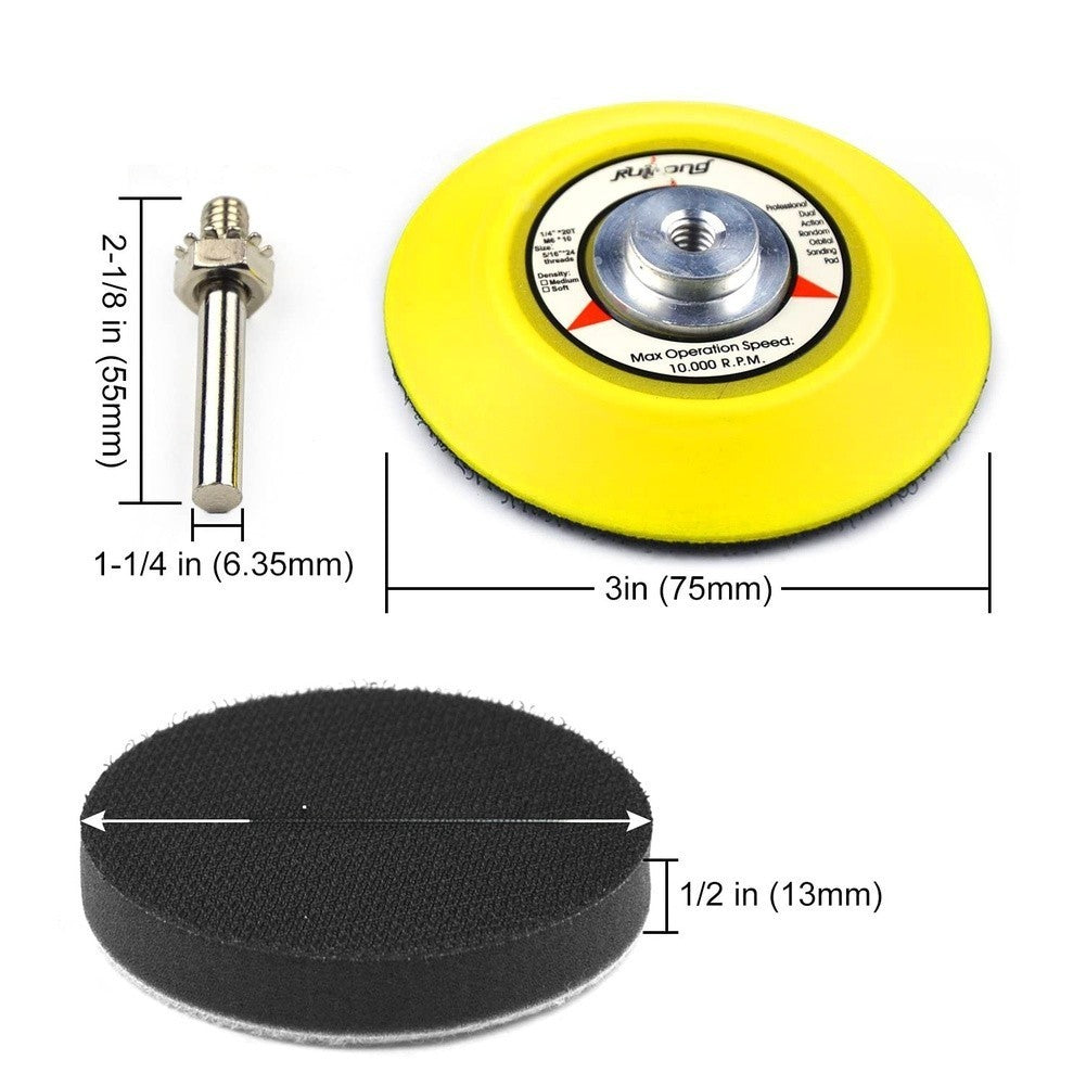 75mm Sanding Discs 100pcs 3inch Silicon Carbide Multi Grit Foam Support Pad