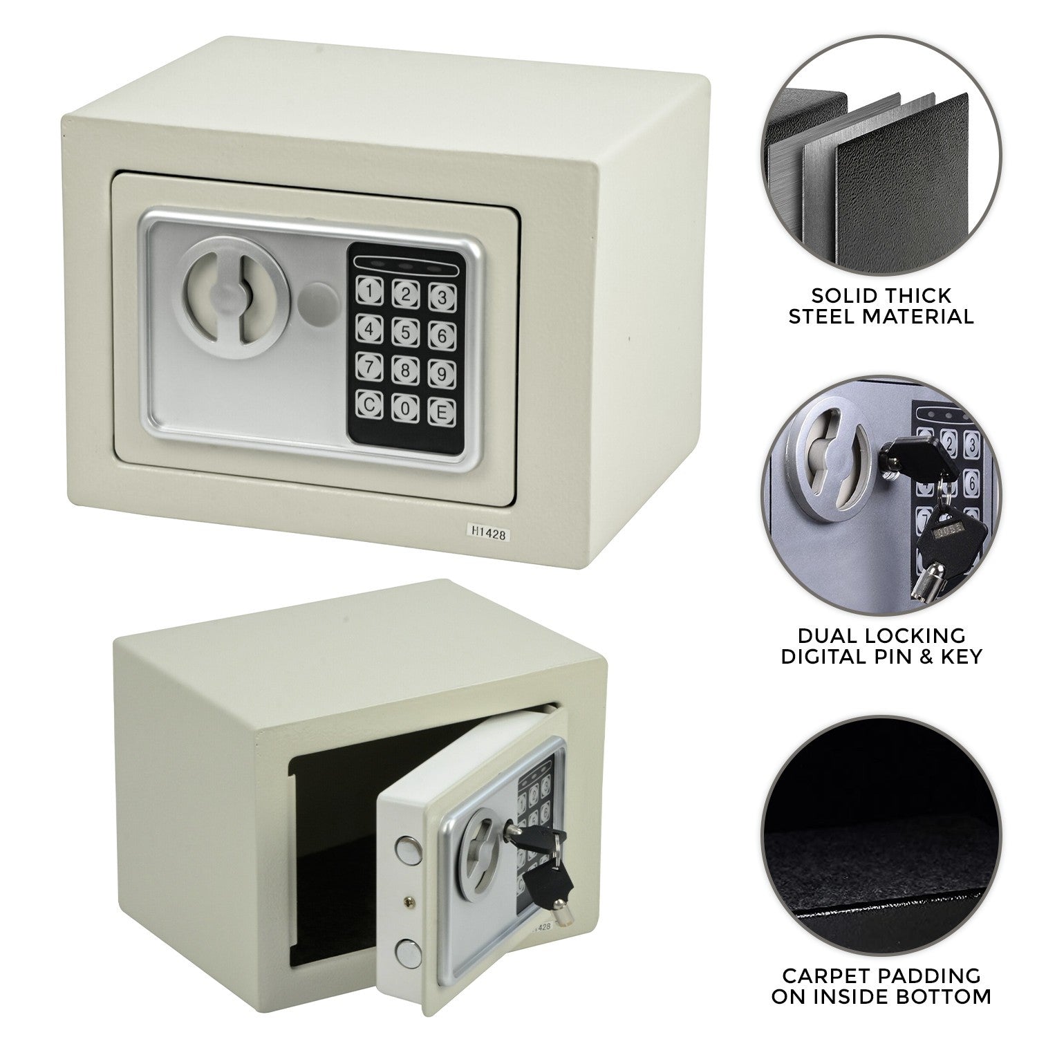4.6L DIGITAL STEEL SAFE ELECTRONIC SECURITY HOME OFFICE MONEY CASH SAFETY BOX