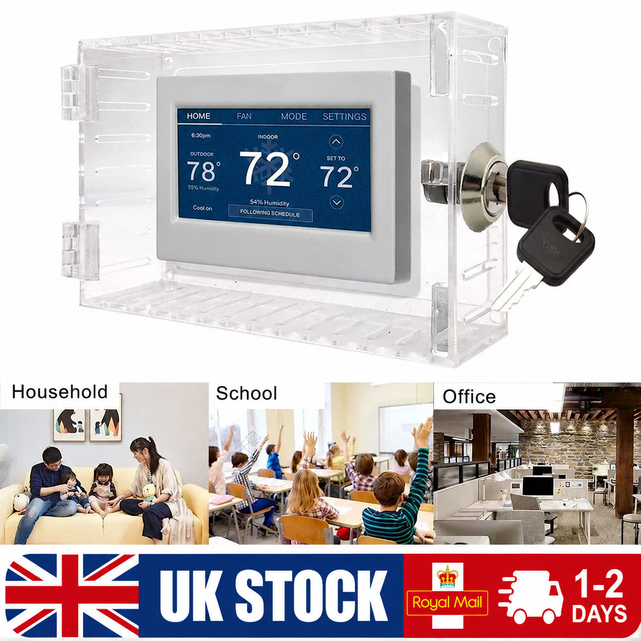 Lockable Thermostat Cover With Combination Lock Wall Mount For Home Protection