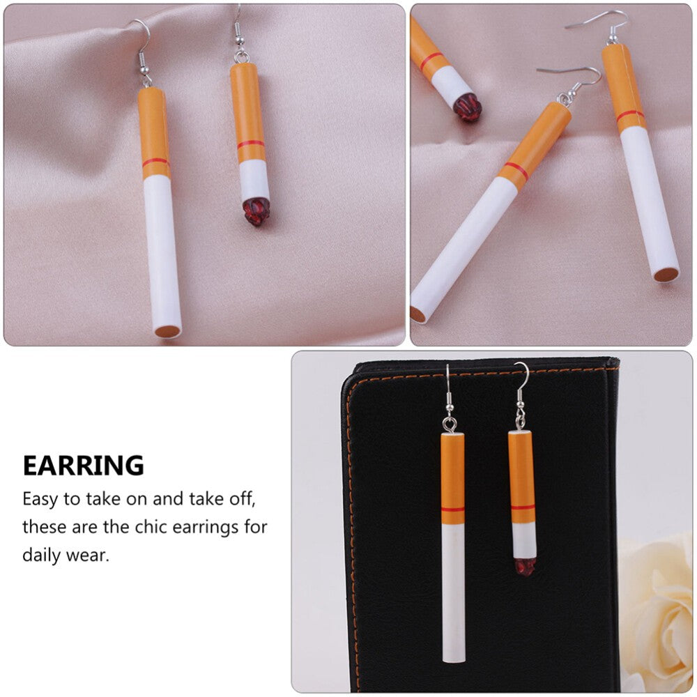Cigarette Shape 2 Pair Fashion Earrings Creative Unique Ear Decoration